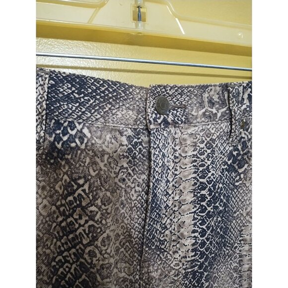 VTG 90s Lauren Ralph Lauren Denim Snakeskin Pencil Skirt Sz 10 Bold Boho - Picture 2 of 7